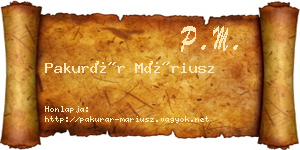Pakurár Máriusz névjegykártya